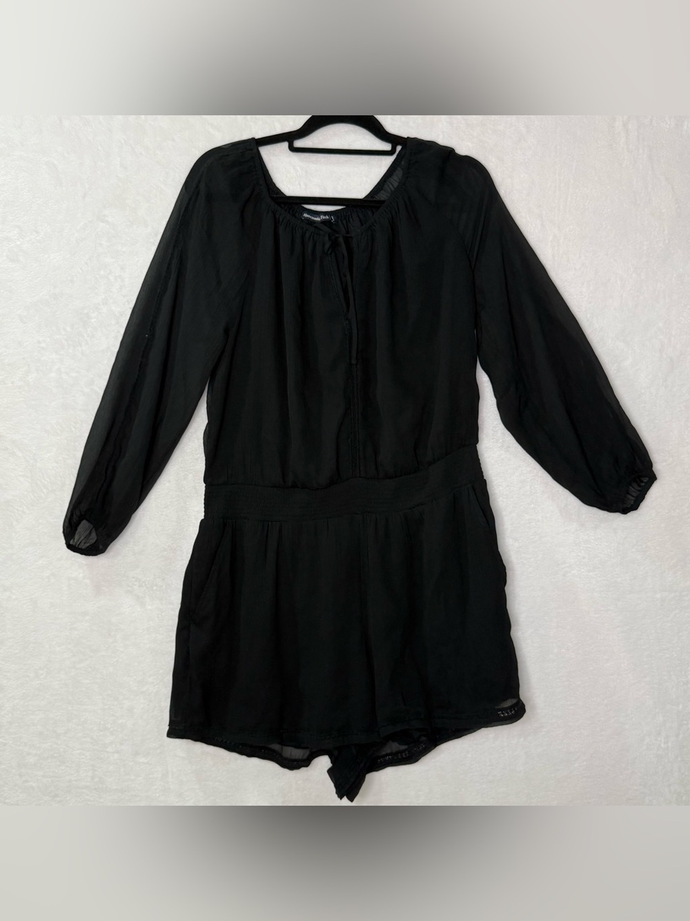 Abercrombie & Fitch Romper Women’s Size XL Black Long Sleeve Stretch